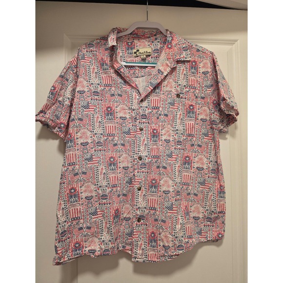 Oliver & Burke Other - Oliver & Burke Mens XL Short Sleeve Button Down Shirt Americana USA BBQ Print